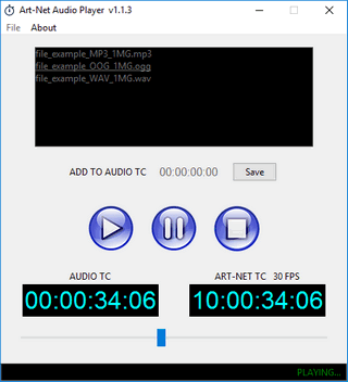 Art-Net Timecode Player interface